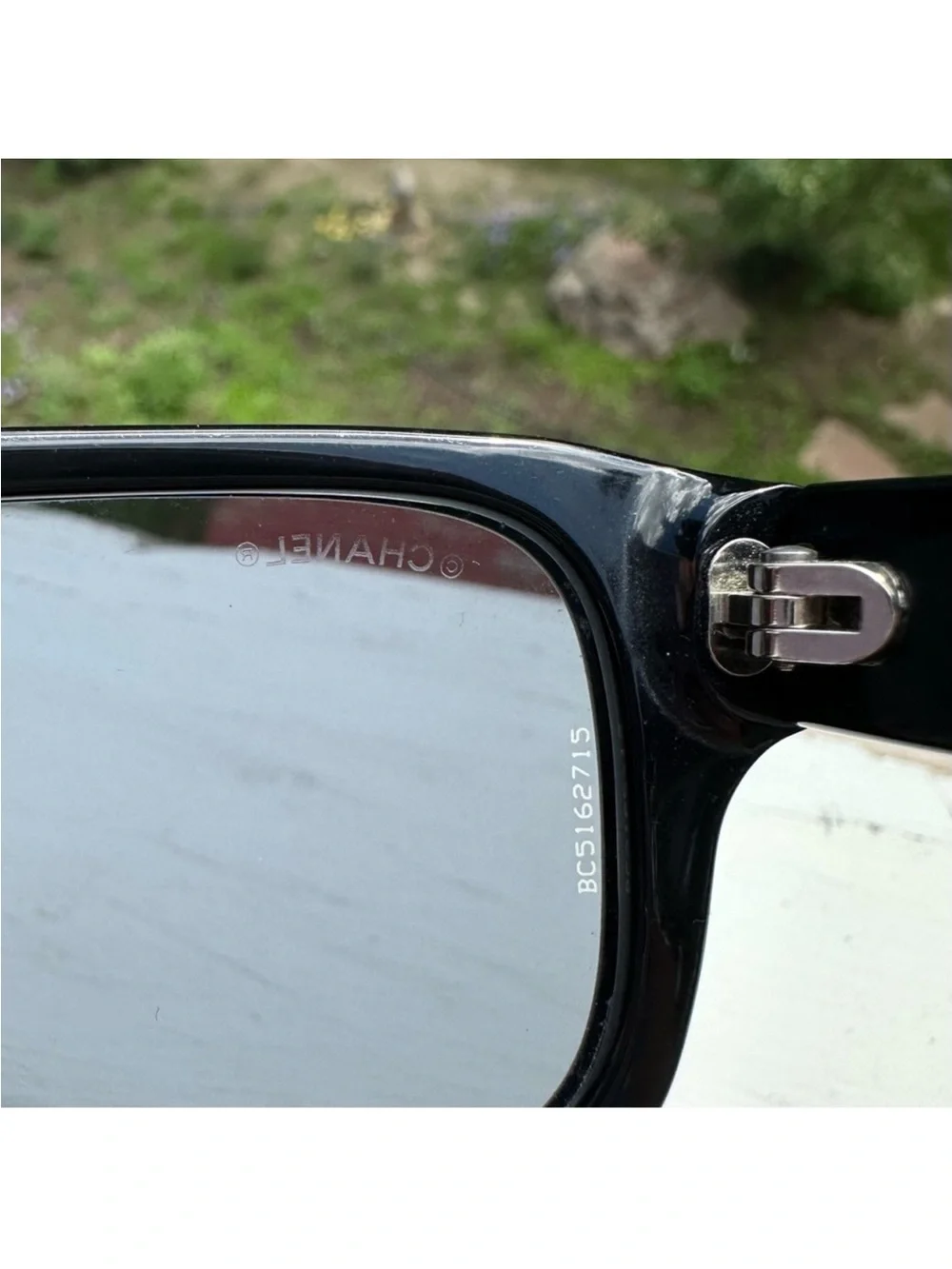 CHANEL Black Rectangular Logo Sunglasses - Black